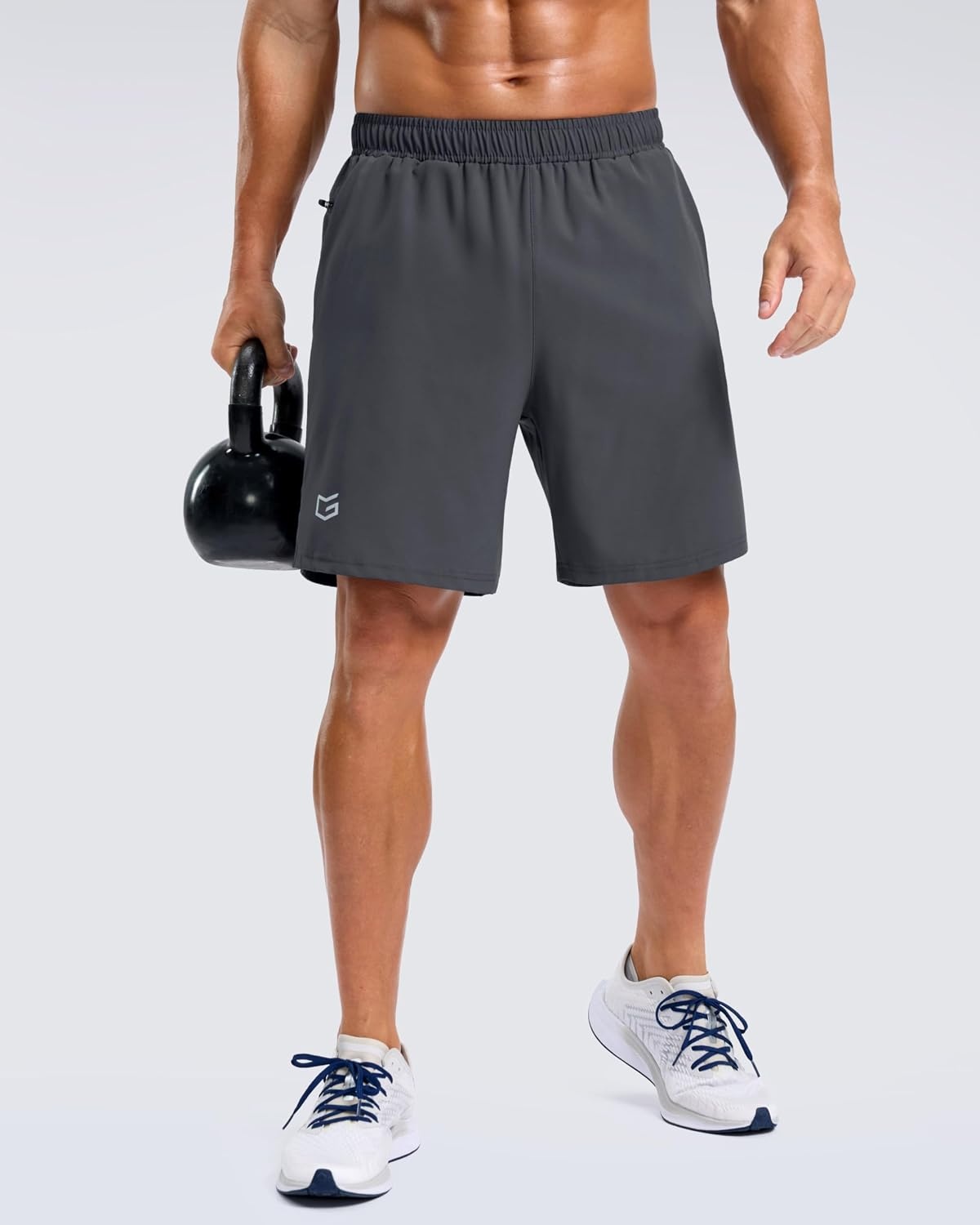 image:imageG Gradual Mens Athletic Running Shorts with 2 Zipper Pockets 7 5 9Dark Grey