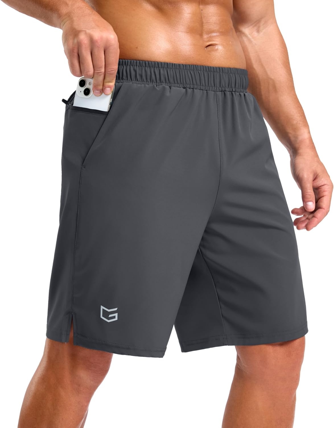 image:imageG Gradual Mens Athletic Running Shorts with 2 Zipper Pockets 7 5 9Dark Grey
