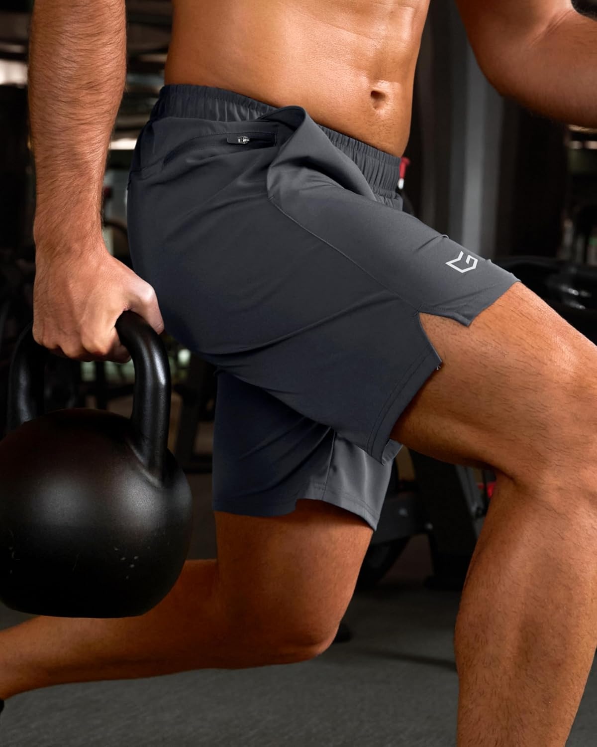 image:imageG Gradual Mens Athletic Running Shorts with 2 Zipper Pockets 7 5 9Dark Grey