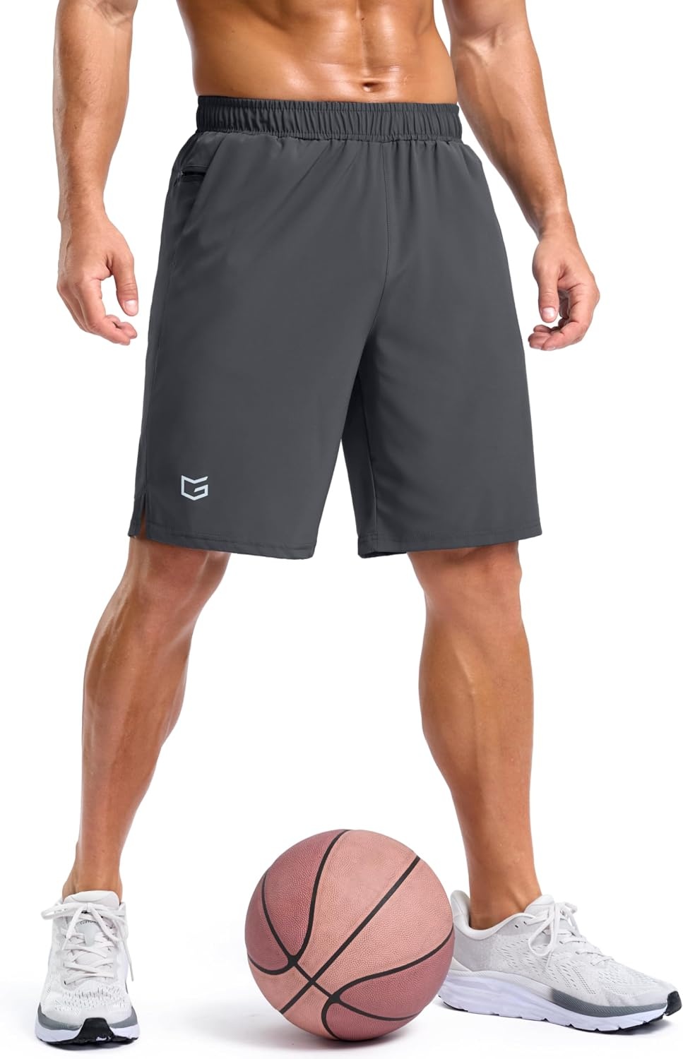 image:imageG Gradual Mens Athletic Running Shorts with 2 Zipper Pockets 7 5 9Dark Grey