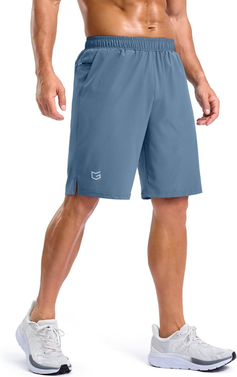 image:imageG Gradual Mens Athletic Running Shorts with 2 Zipper Pockets 7 5 9Dusty Blue