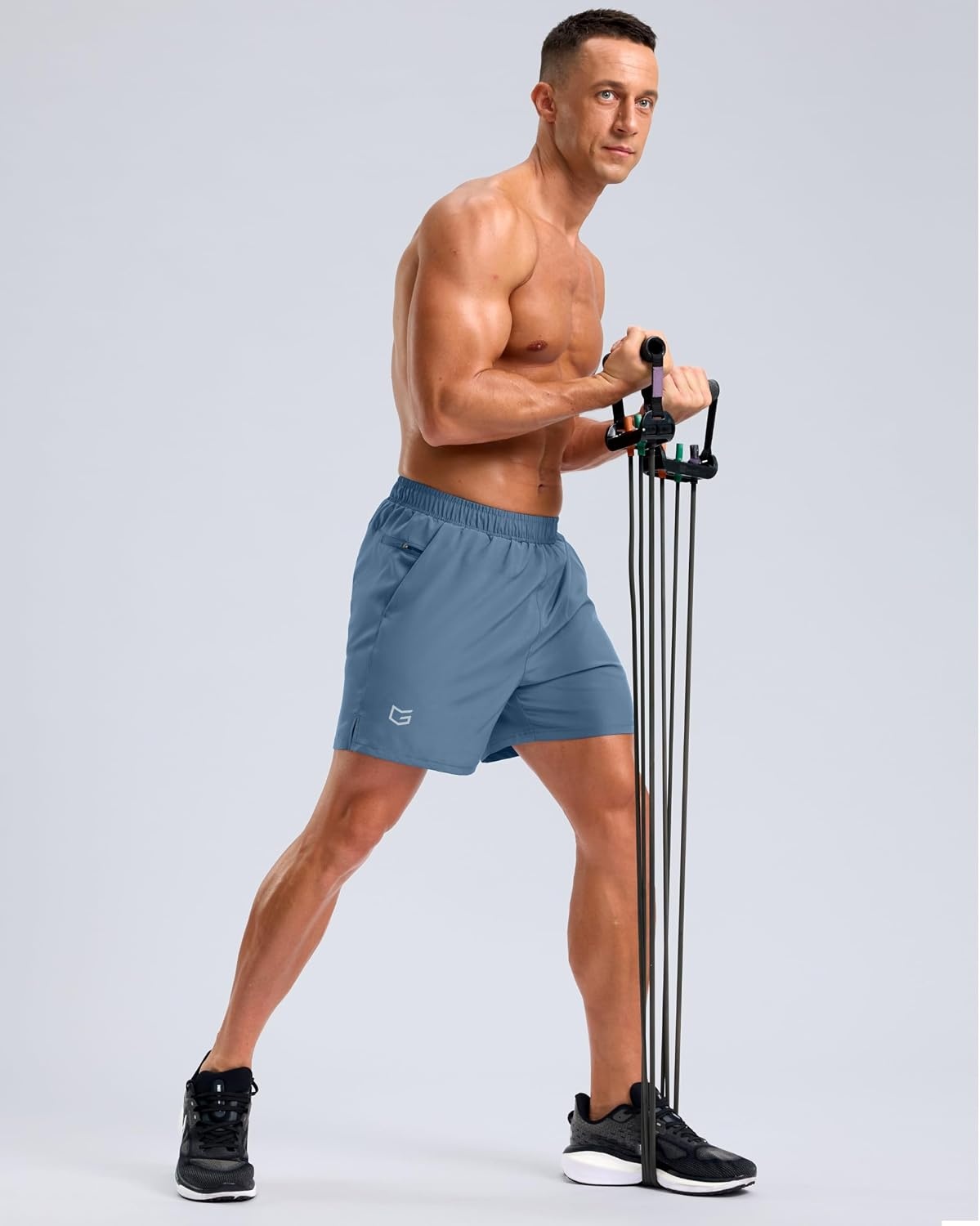 image:imageG Gradual Mens Athletic Running Shorts with 2 Zipper Pockets 7 5 9Dusty Blue