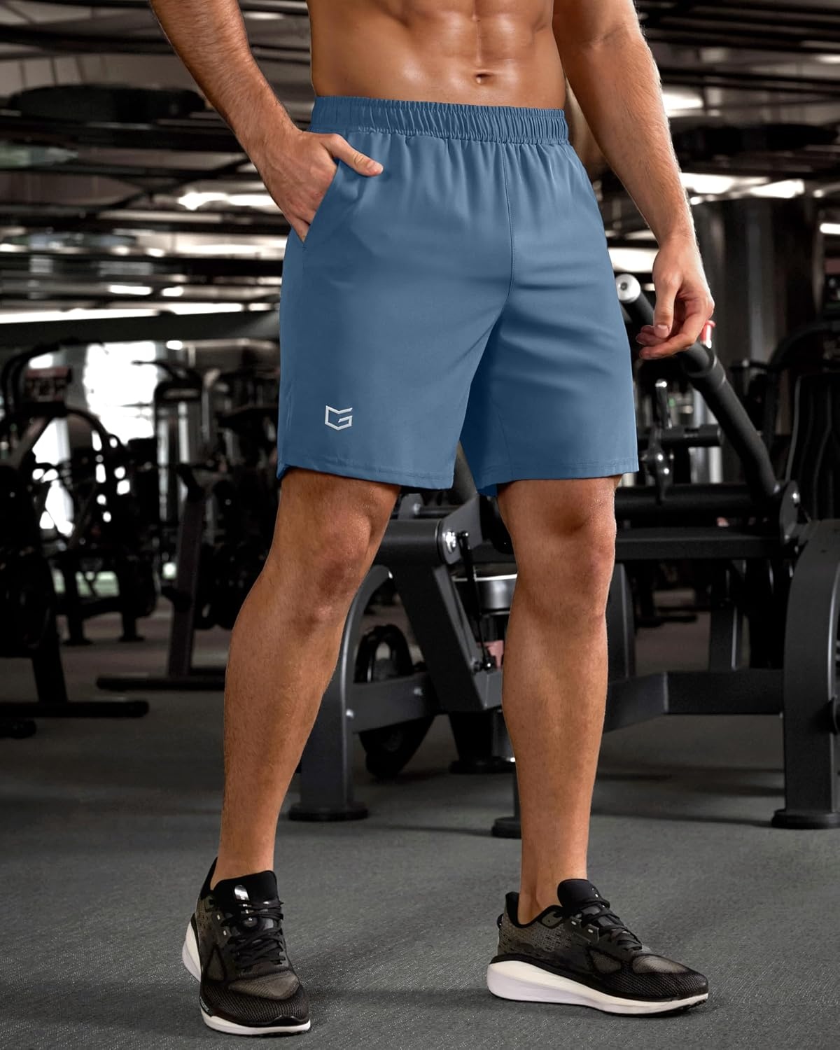 image:imageG Gradual Mens Athletic Running Shorts with 2 Zipper Pockets 7 5 9Dusty Blue
