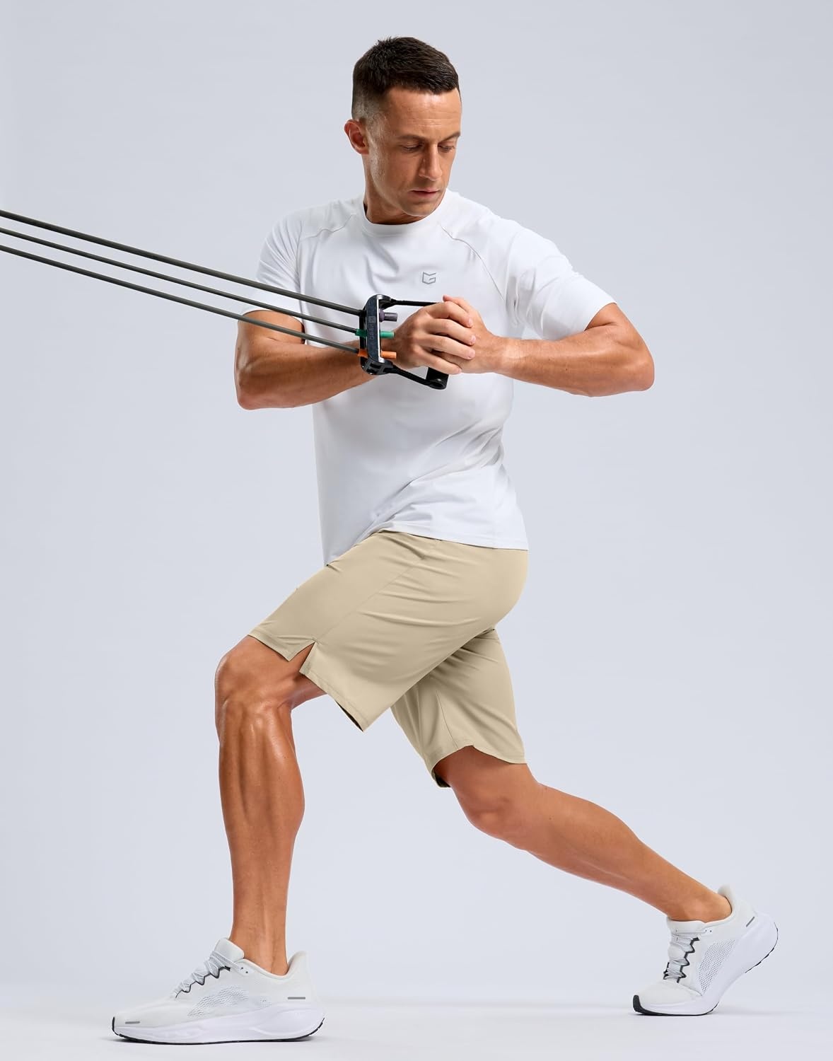 image:imageG Gradual Mens Athletic Running Shorts with 2 Zipper Pockets 7 5 9Khaki