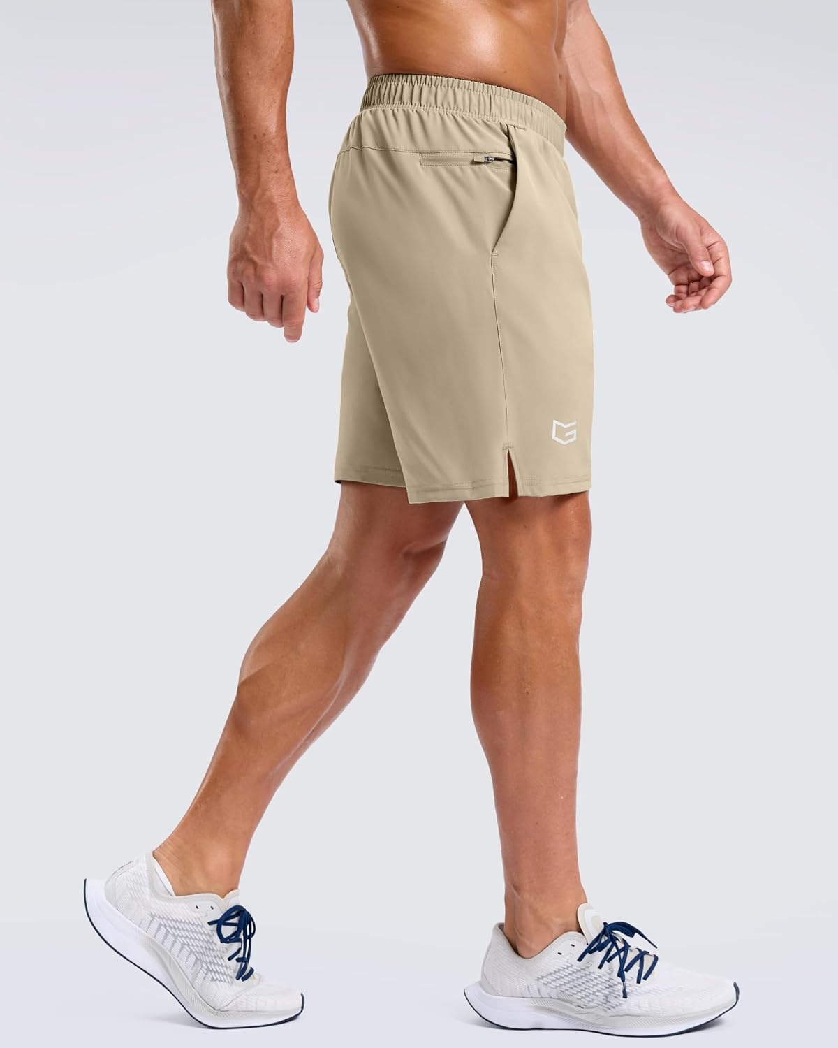 image:imageG Gradual Mens Athletic Running Shorts with 2 Zipper Pockets 7 5 9Khaki
