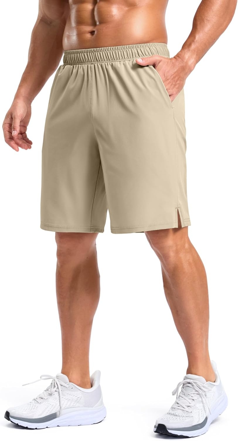 image:imageG Gradual Mens Athletic Running Shorts with 2 Zipper Pockets 7 5 9Khaki