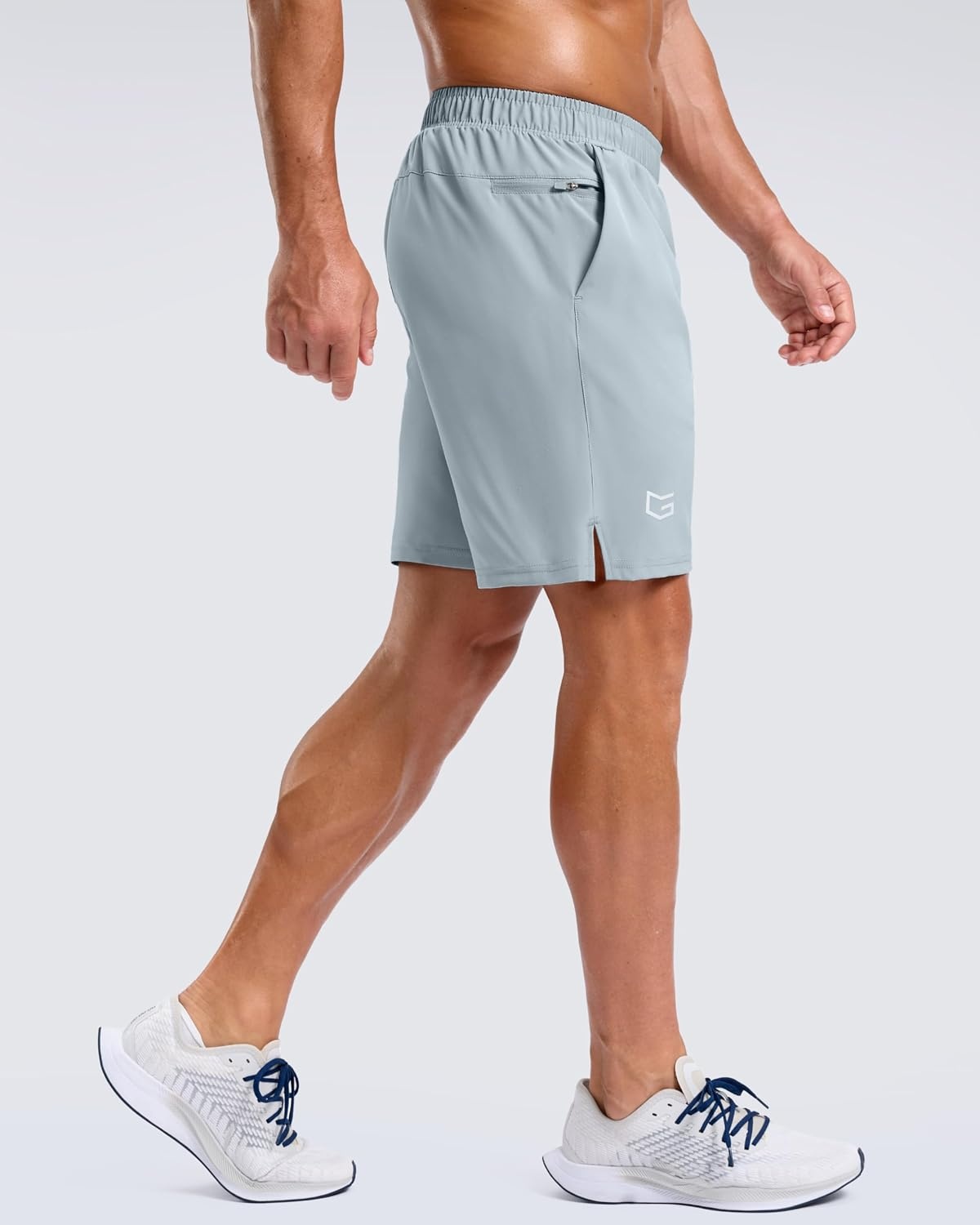 image:imageG Gradual Mens Athletic Running Shorts with 2 Zipper Pockets 7 5 9Light Grey