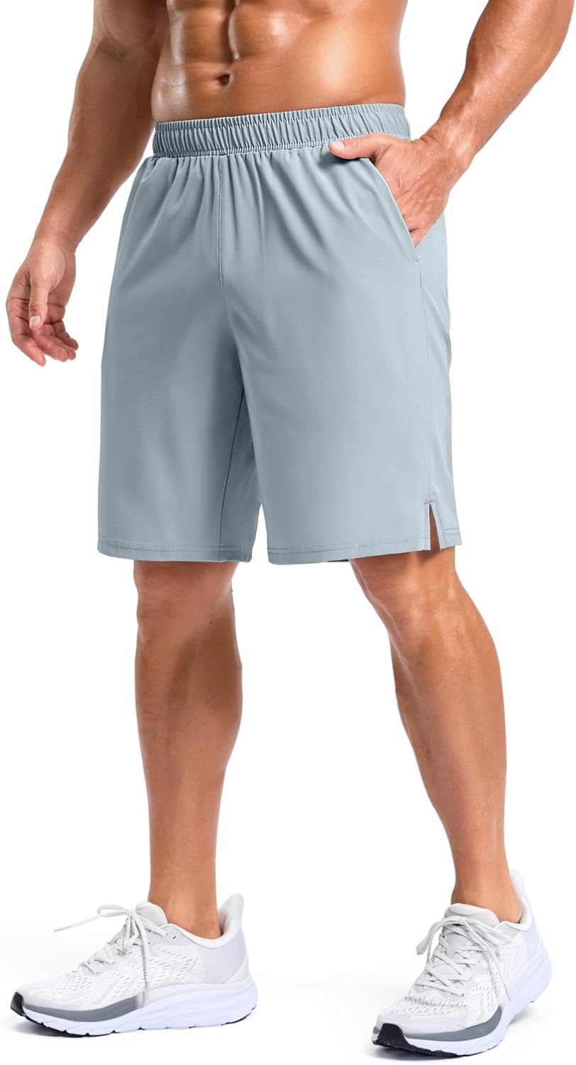 image:imageG Gradual Mens Athletic Running Shorts with 2 Zipper Pockets 7 5 9Light Grey