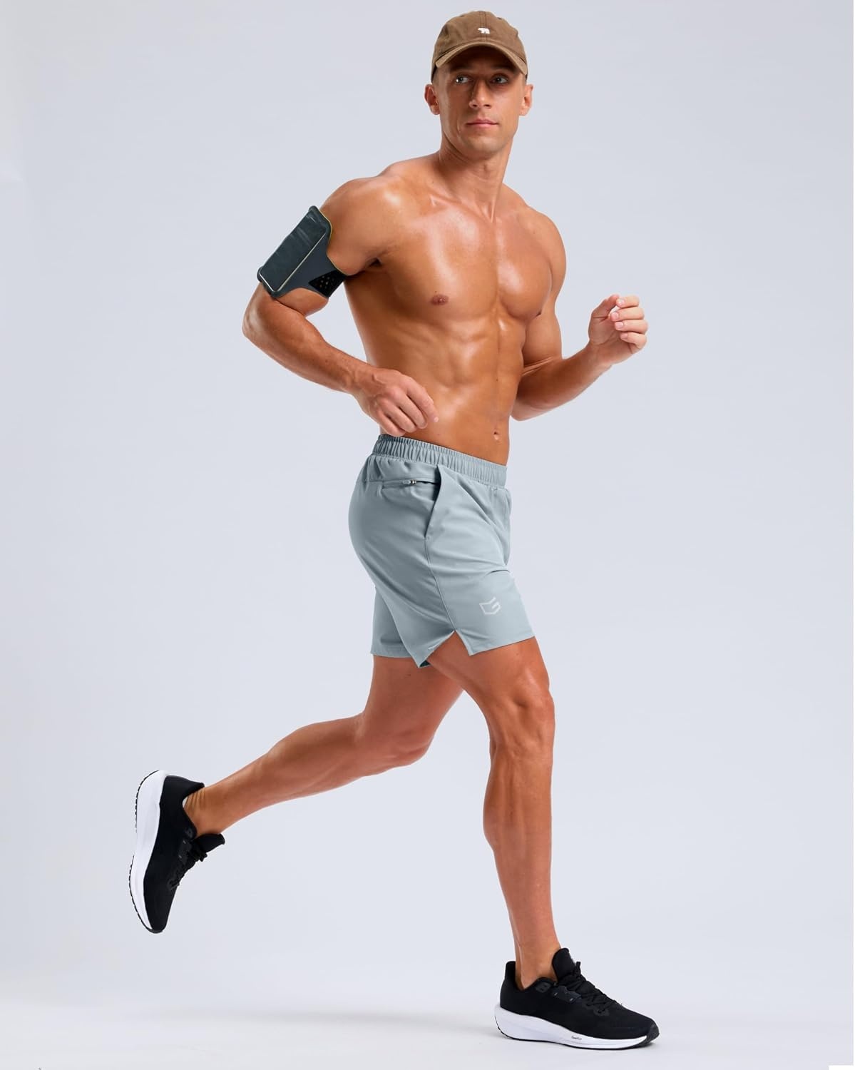 image:imageG Gradual Mens Athletic Running Shorts with 2 Zipper Pockets 7 5 9Light Grey