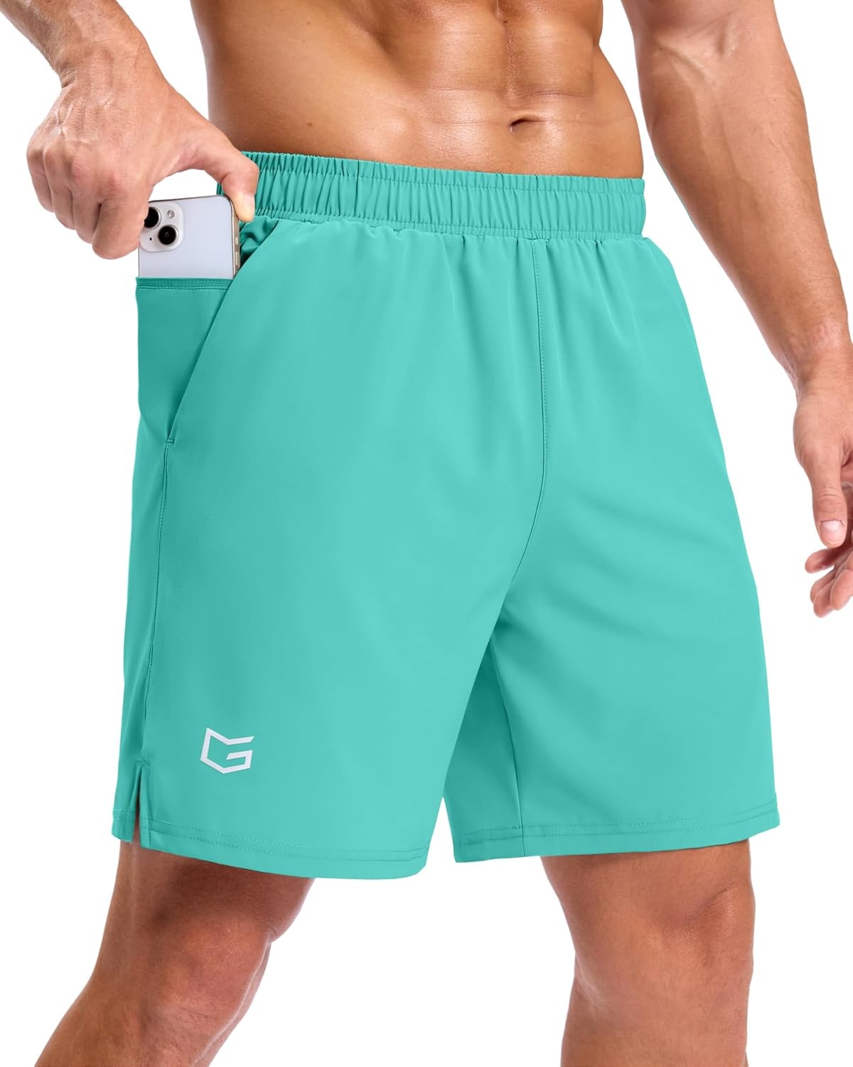 image:imageG Gradual Mens Athletic Running Shorts with 2 Zipper Pockets 7 5 9Mint Green
