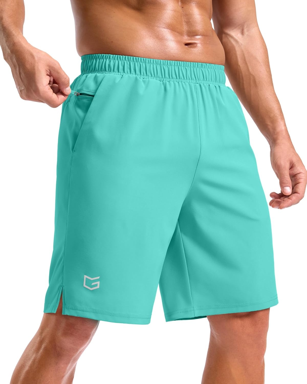 image:imageG Gradual Mens Athletic Running Shorts with 2 Zipper Pockets 7 5 9Mint Green