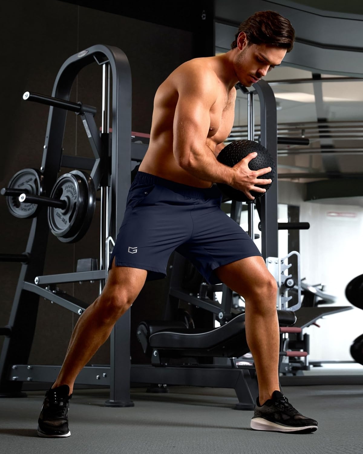 image:imageG Gradual Mens Athletic Running Shorts with 2 Zipper Pockets 7 5 9Navy