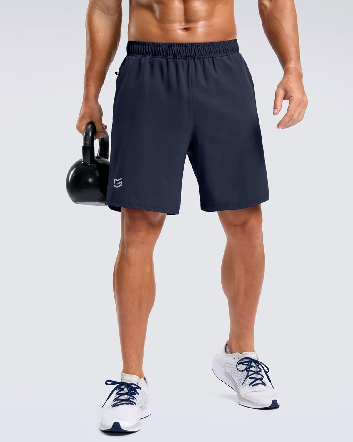 image:imageG Gradual Mens Athletic Running Shorts with 2 Zipper Pockets 7 5 9Navy