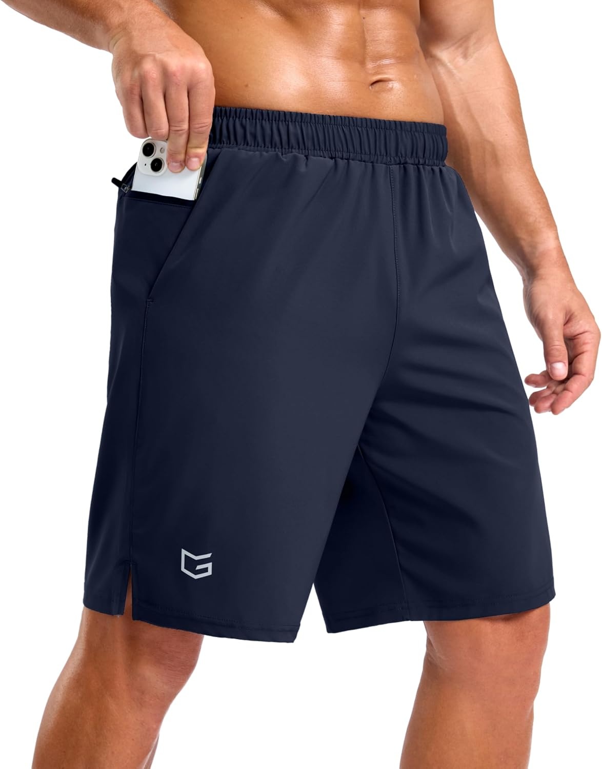 image:imageG Gradual Mens Athletic Running Shorts with 2 Zipper Pockets 7 5 9Navy