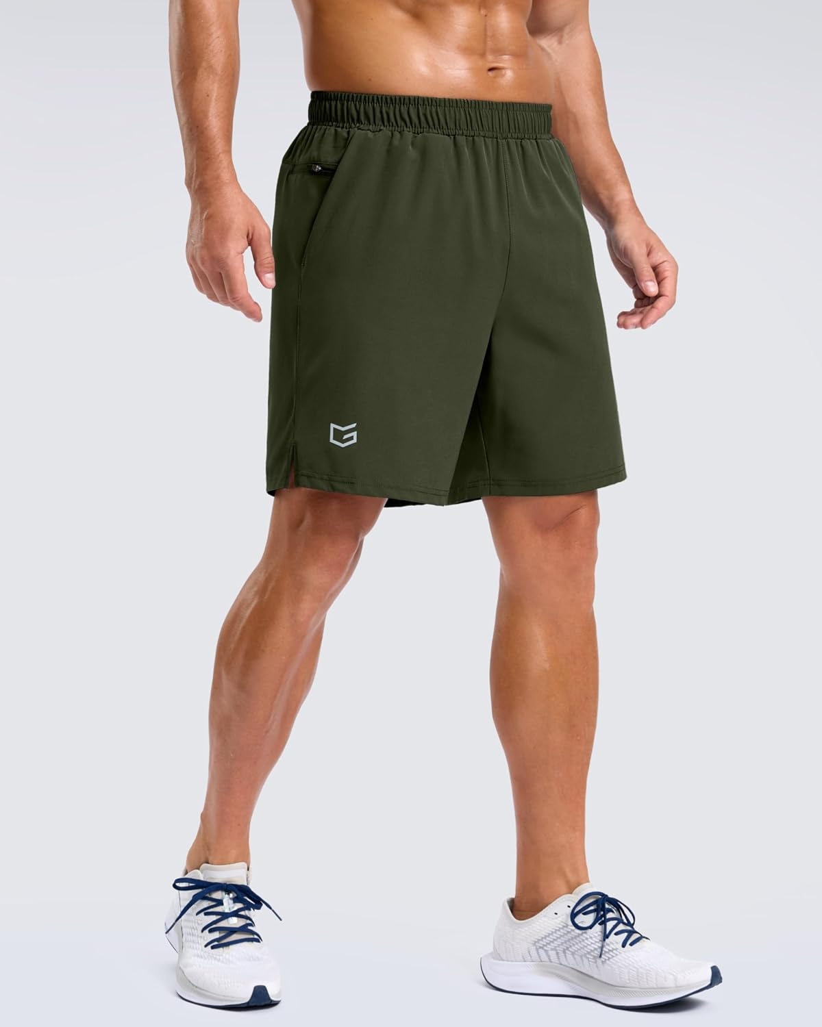 image:imageG Gradual Mens Athletic Running Shorts with 2 Zipper Pockets 7 5 9Olive