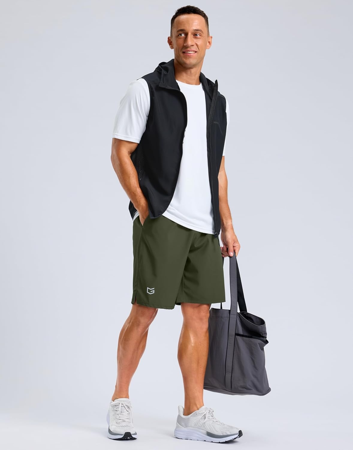 image:imageG Gradual Mens Athletic Running Shorts with 2 Zipper Pockets 7 5 9Olive