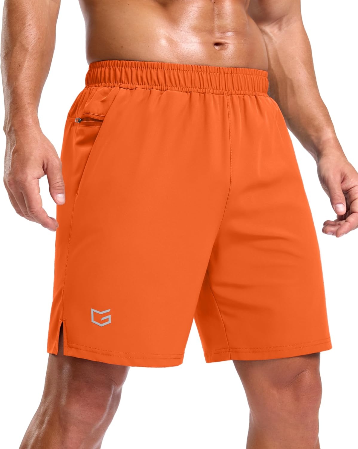 image:imageG Gradual Mens Athletic Running Shorts with 2 Zipper Pockets 7 5 9Orange