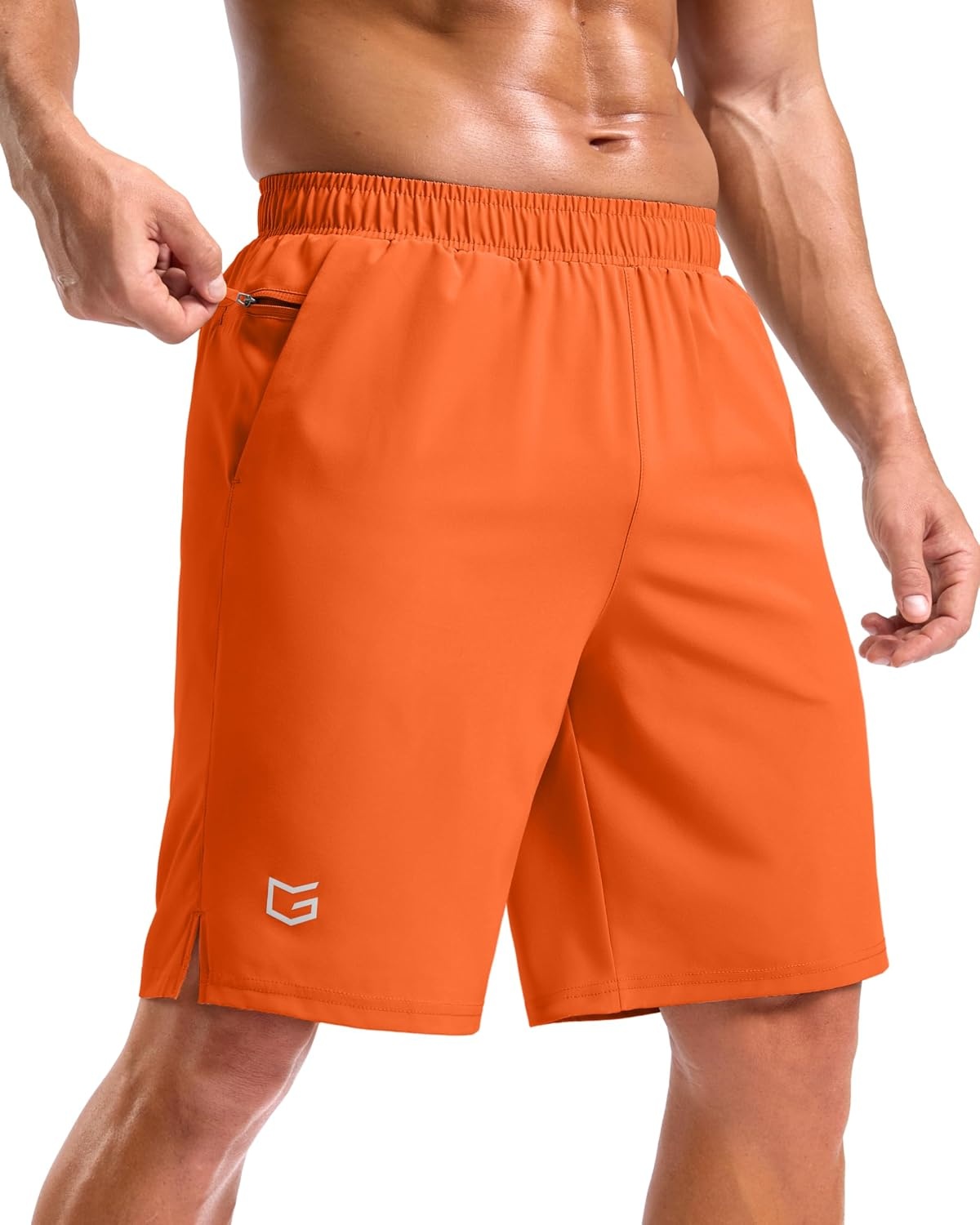 image:imageG Gradual Mens Athletic Running Shorts with 2 Zipper Pockets 7 5 9Orange