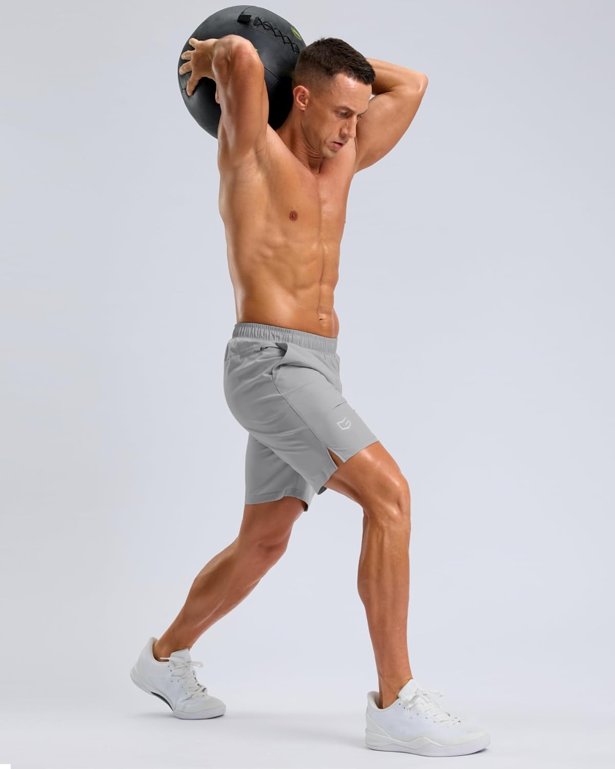 image:imageG Gradual Mens Athletic Running Shorts with 2 Zipper Pockets 7 5 9Platinum Grey