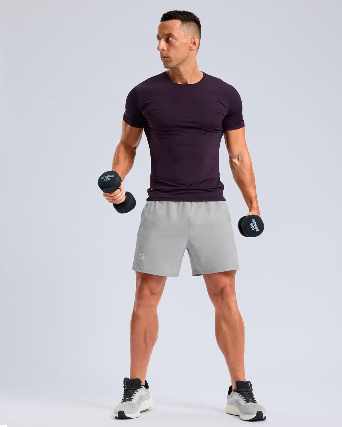 image:imageG Gradual Mens Athletic Running Shorts with 2 Zipper Pockets 7 5 9Platinum Grey