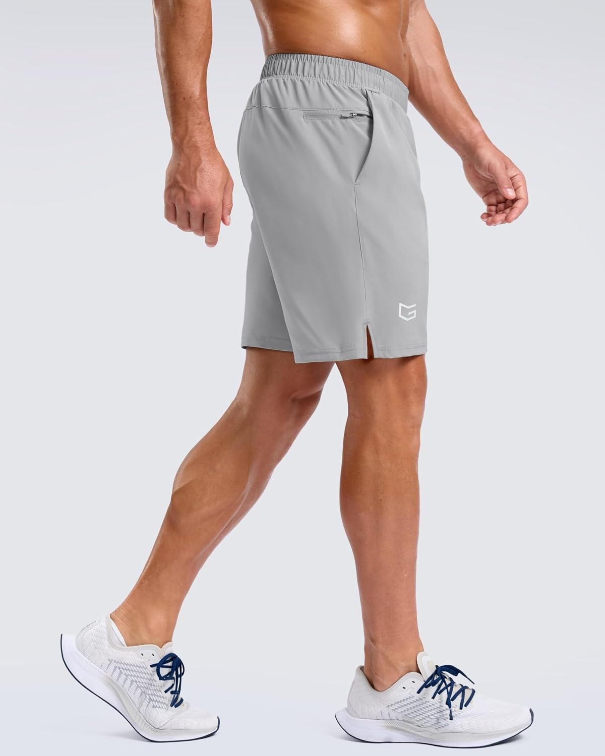 image:imageG Gradual Mens Athletic Running Shorts with 2 Zipper Pockets 7 5 9Platinum Grey