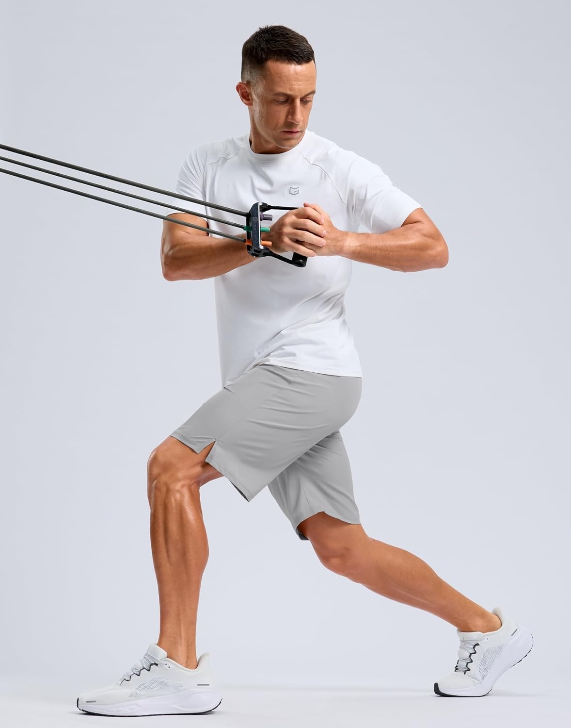 image:imageG Gradual Mens Athletic Running Shorts with 2 Zipper Pockets 7 5 9Platinum Grey