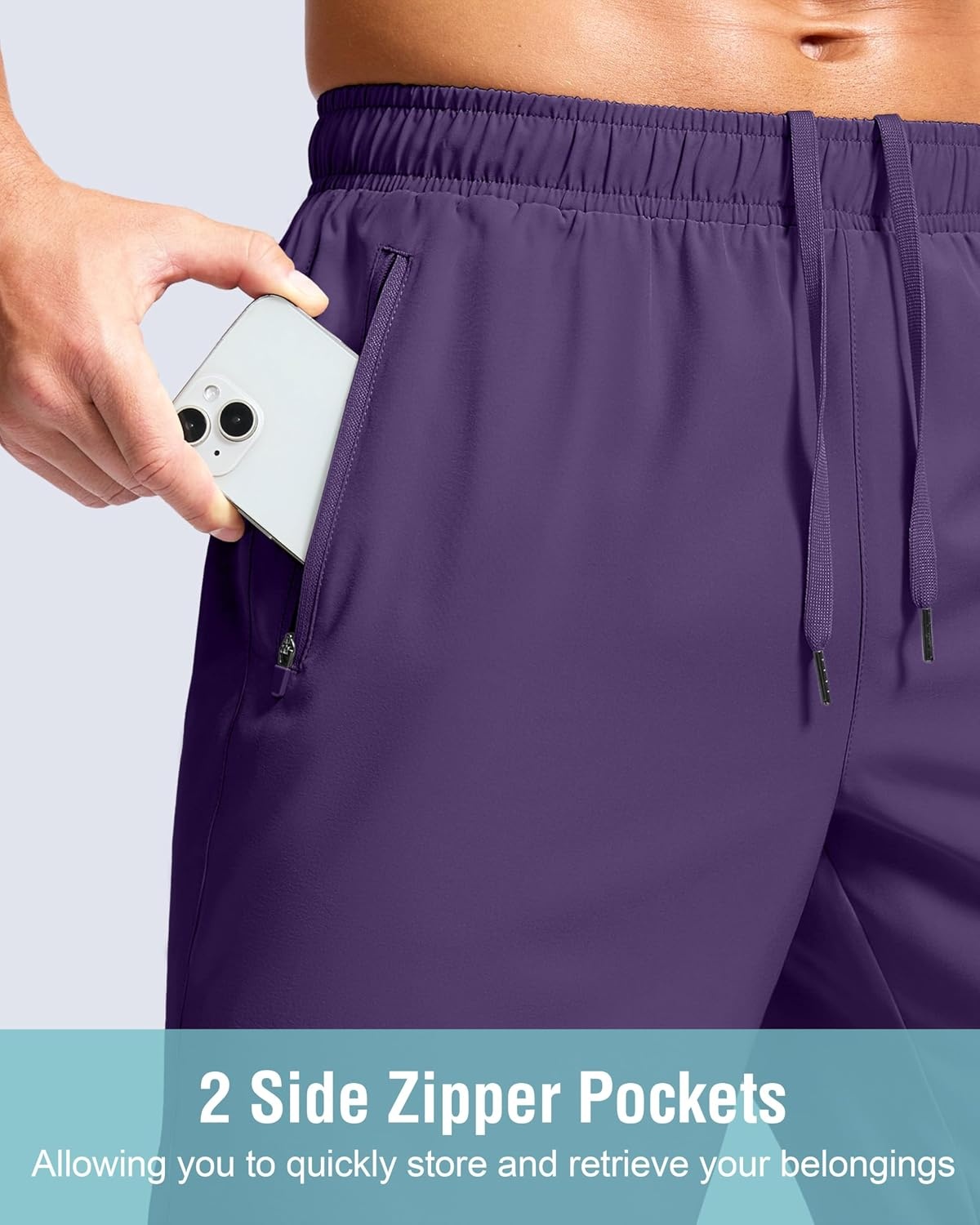 image:imageG Gradual Mens Athletic Running Shorts with 2 Zipper Pockets 7 5 9Purple