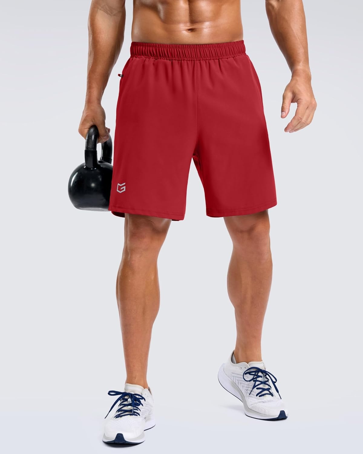 image:imageG Gradual Mens Athletic Running Shorts with 2 Zipper Pockets 7 5 9Red