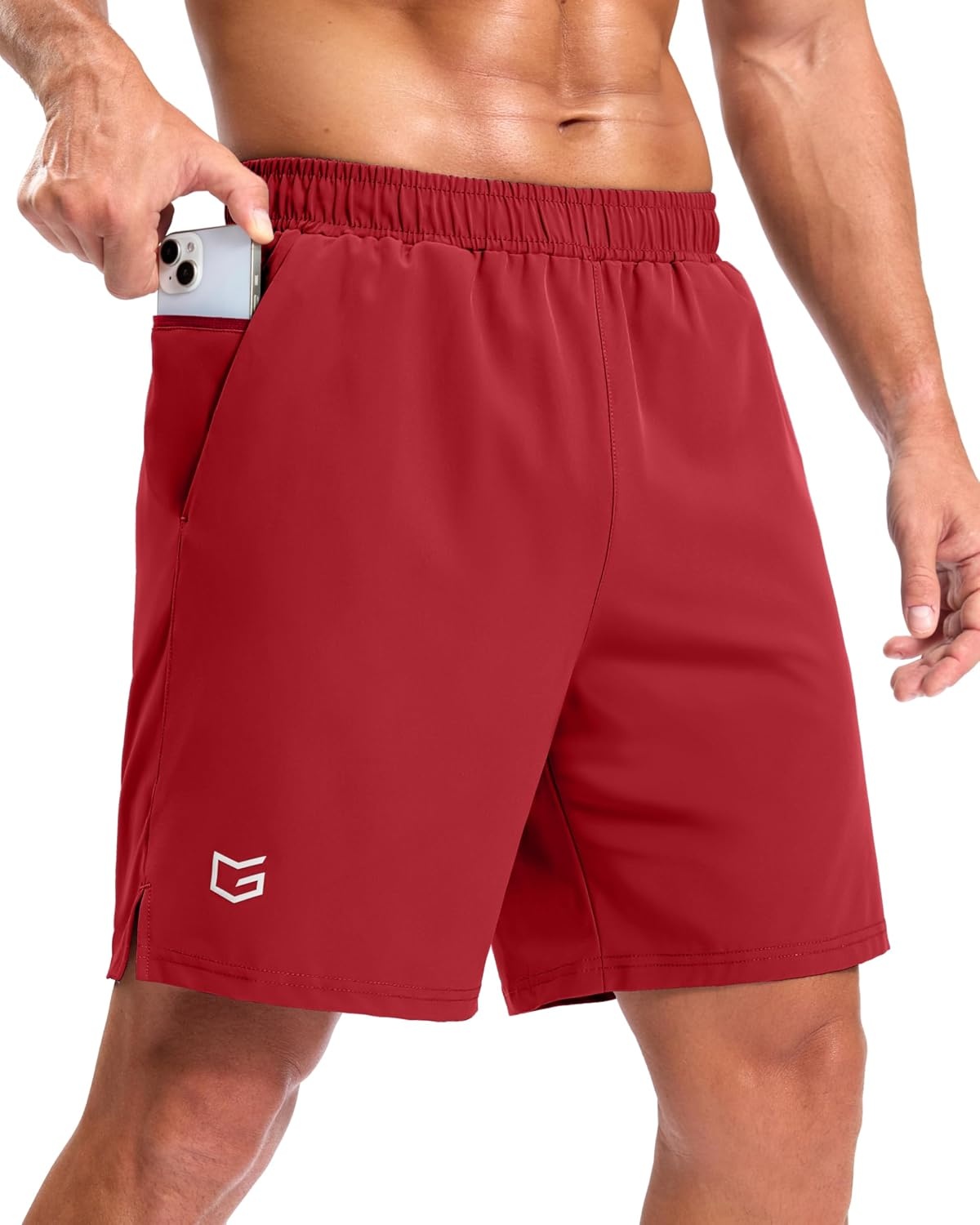 image:imageG Gradual Mens Athletic Running Shorts with 2 Zipper Pockets 7 5 9Red