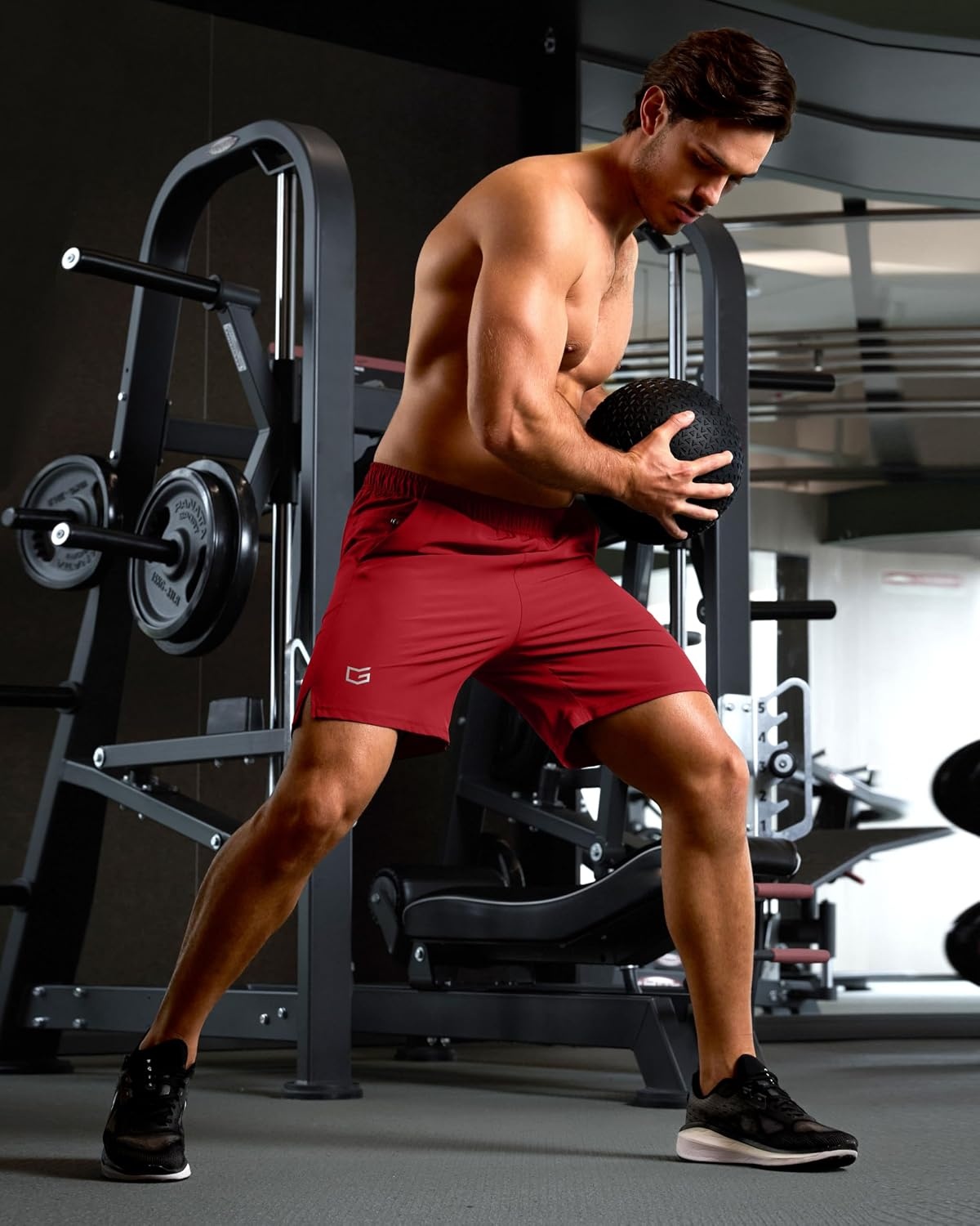 image:imageG Gradual Mens Athletic Running Shorts with 2 Zipper Pockets 7 5 9Red