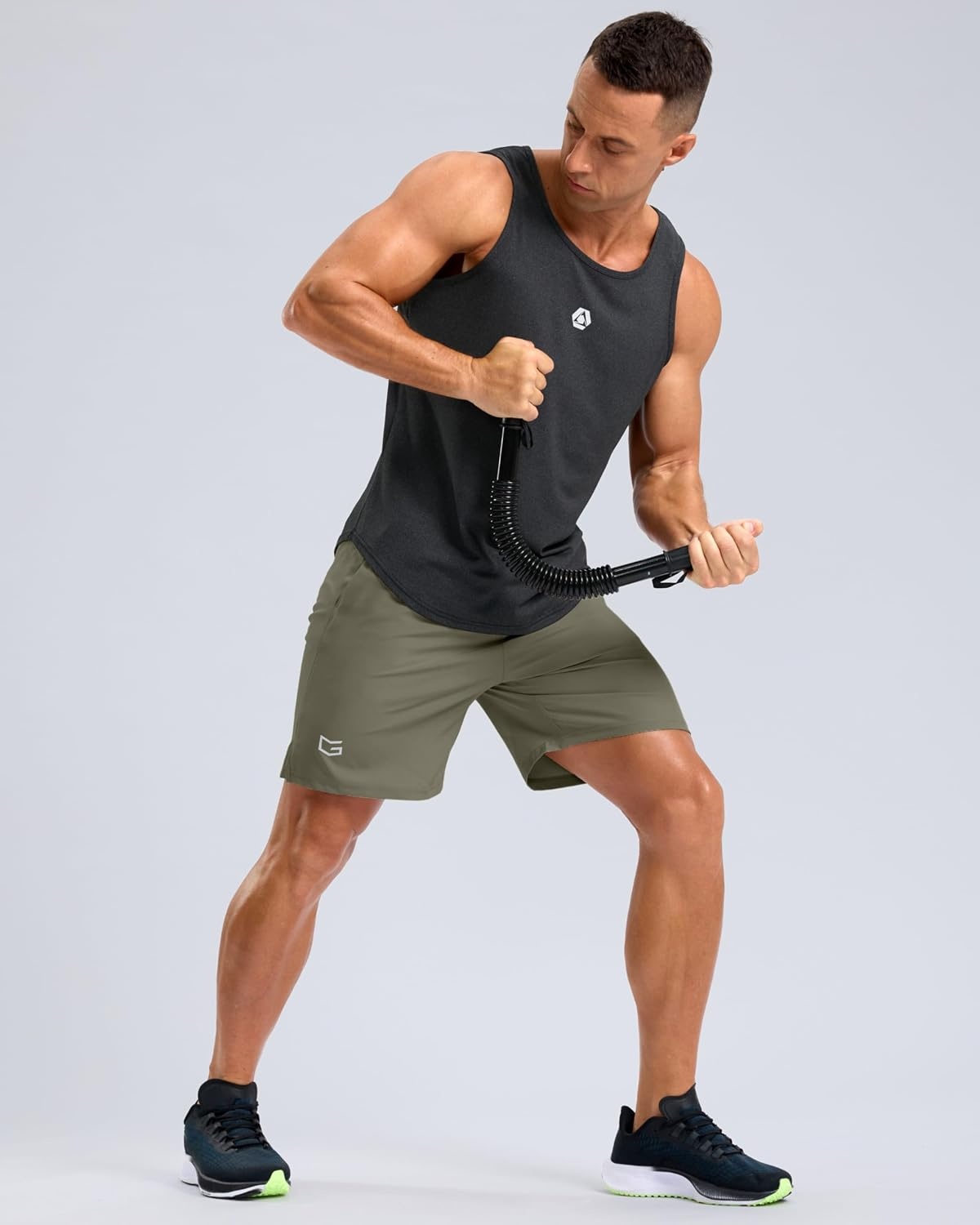 image:imageG Gradual Mens Athletic Running Shorts with 2 Zipper Pockets 7 5 9Sage Green