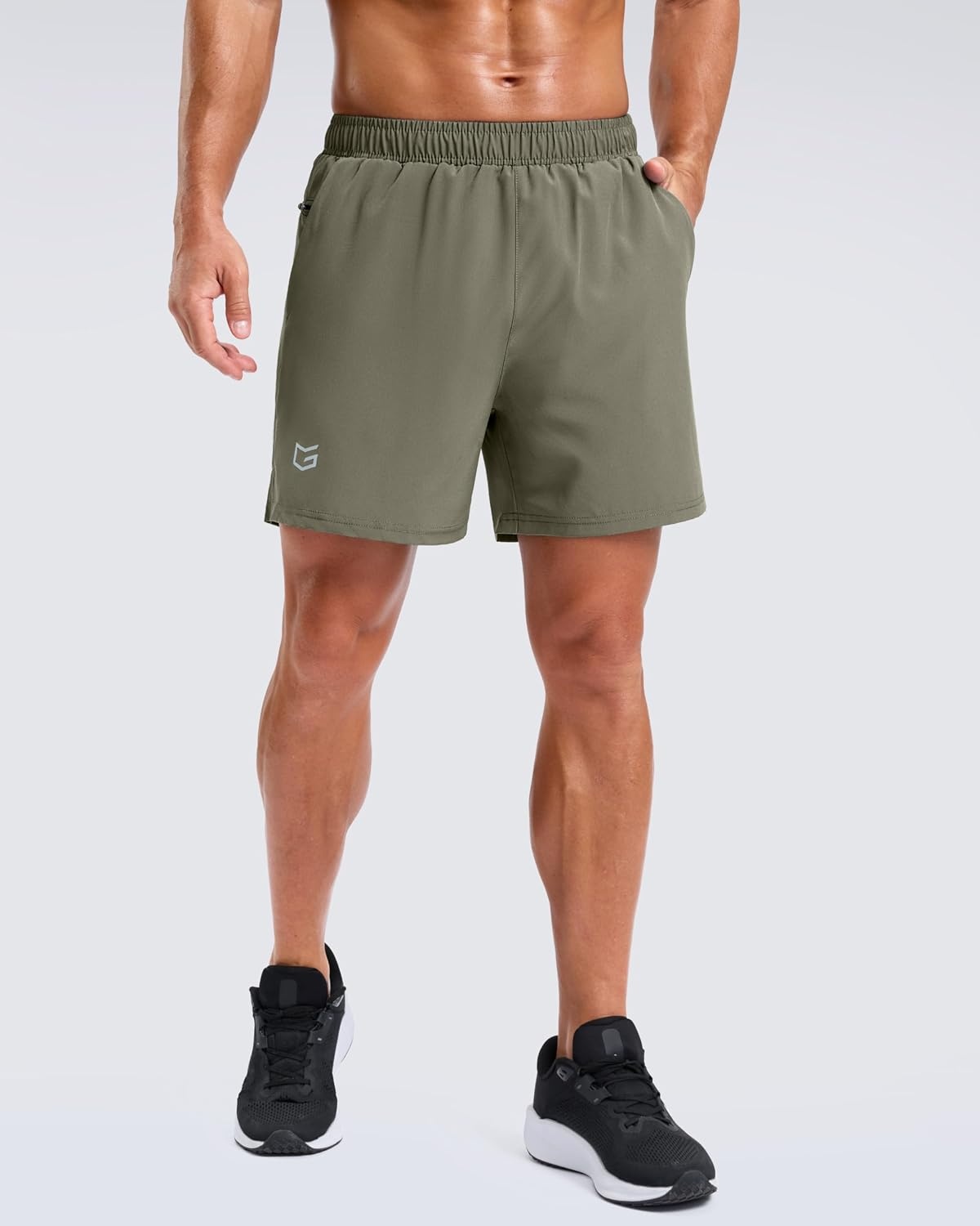 image:imageG Gradual Mens Athletic Running Shorts with 2 Zipper Pockets 7 5 9Sage Green