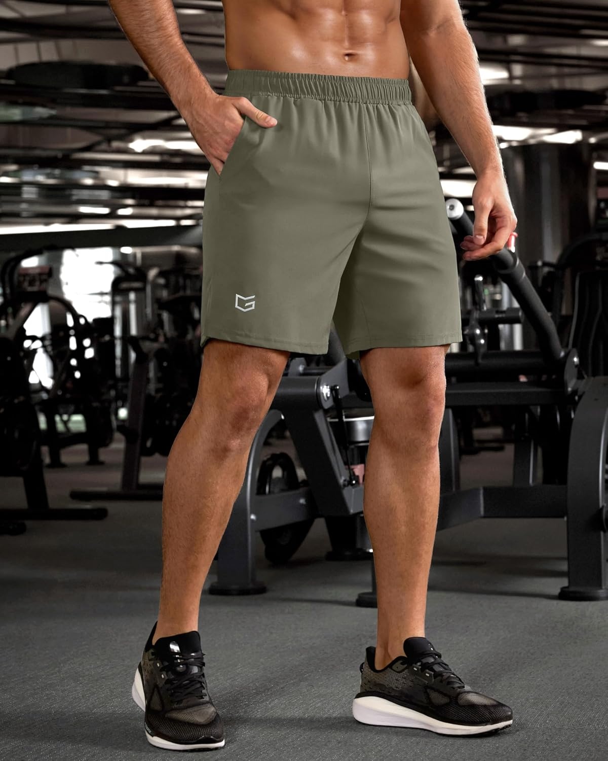 image:imageG Gradual Mens Athletic Running Shorts with 2 Zipper Pockets 7 5 9Sage Green