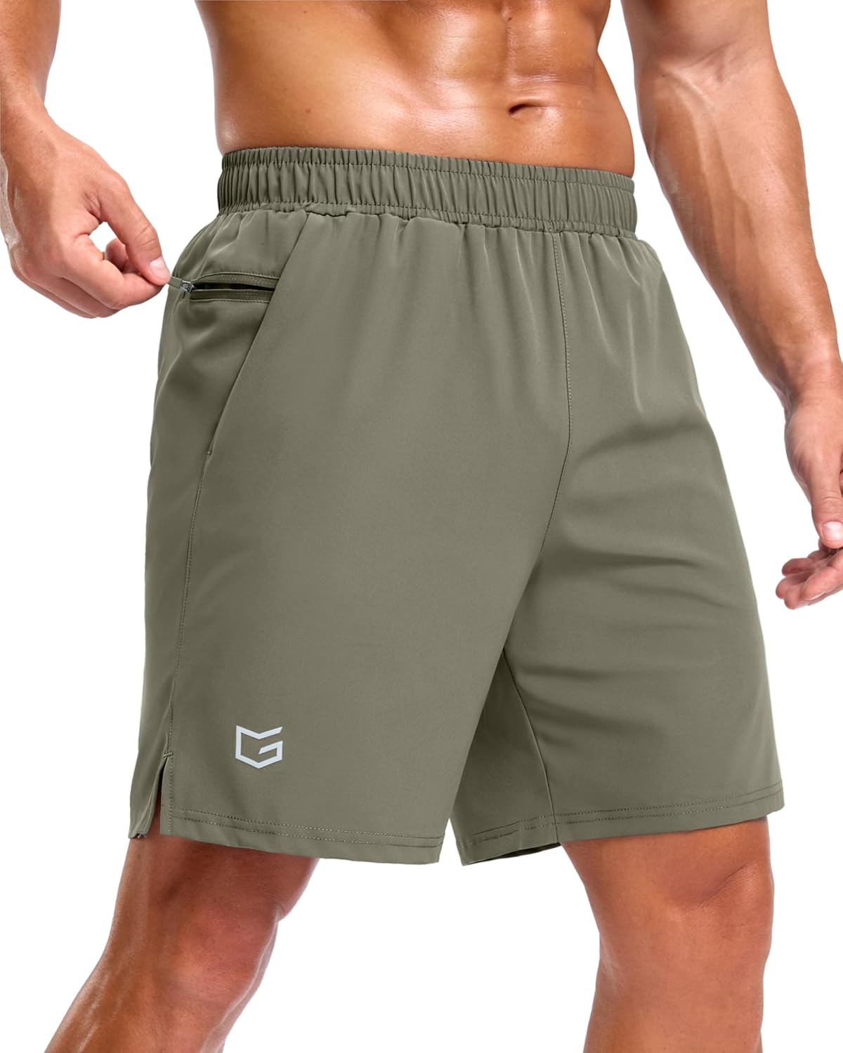 image:imageG Gradual Mens Athletic Running Shorts with 2 Zipper Pockets 7 5 9Sage Green