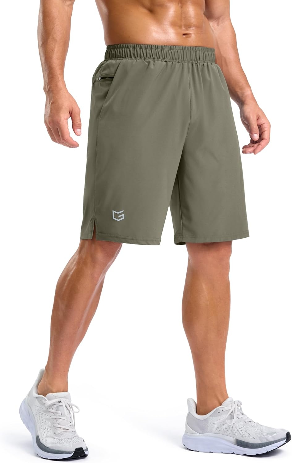 image:imageG Gradual Mens Athletic Running Shorts with 2 Zipper Pockets 7 5 9Sage Green