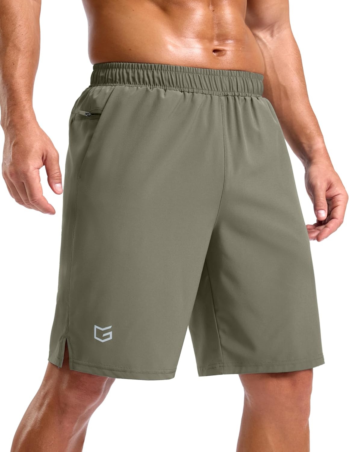 image:imageG Gradual Mens Athletic Running Shorts with 2 Zipper Pockets 7 5 9Sage Green