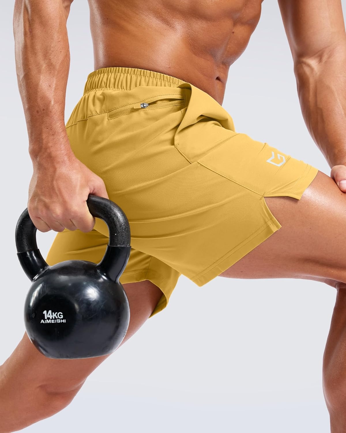 image:imageG Gradual Mens Athletic Running Shorts with 2 Zipper Pockets 7 5 9Yellow