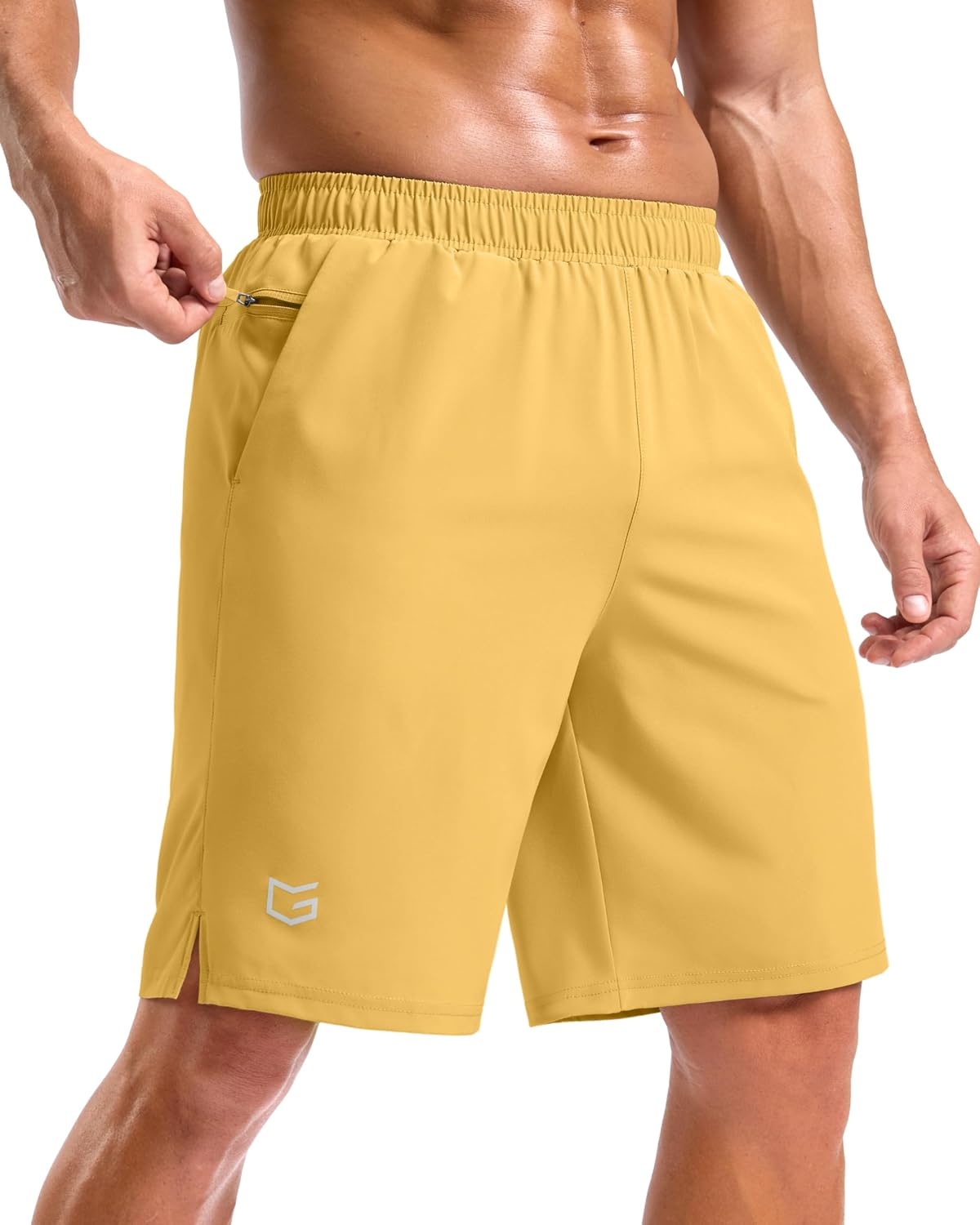 image:imageG Gradual Mens Athletic Running Shorts with 2 Zipper Pockets 7 5 9Yellow