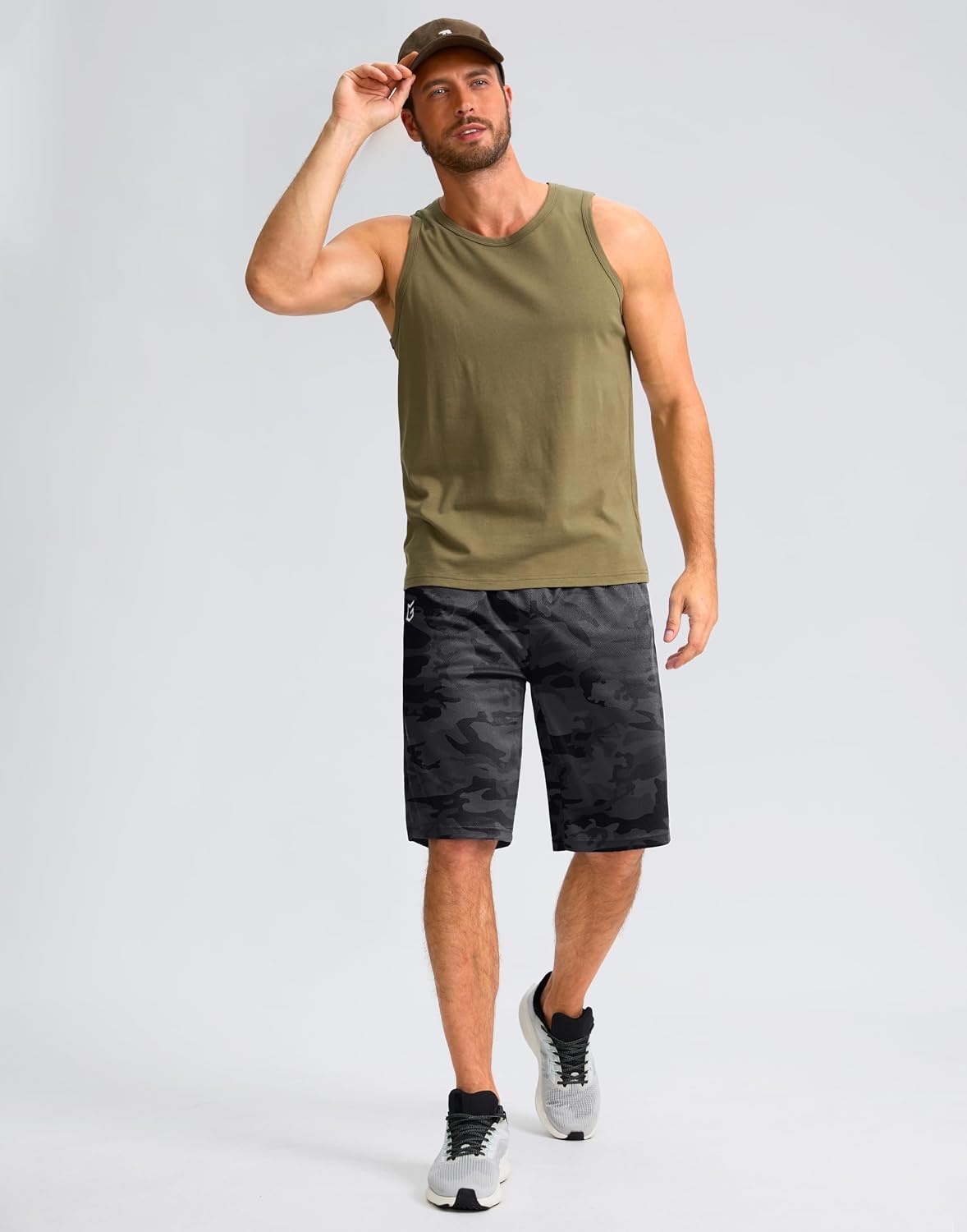 image:imageG Gradual Mens Athletic Shorts with Pockets 9 11 Long Basketball ShortsGray Camo
