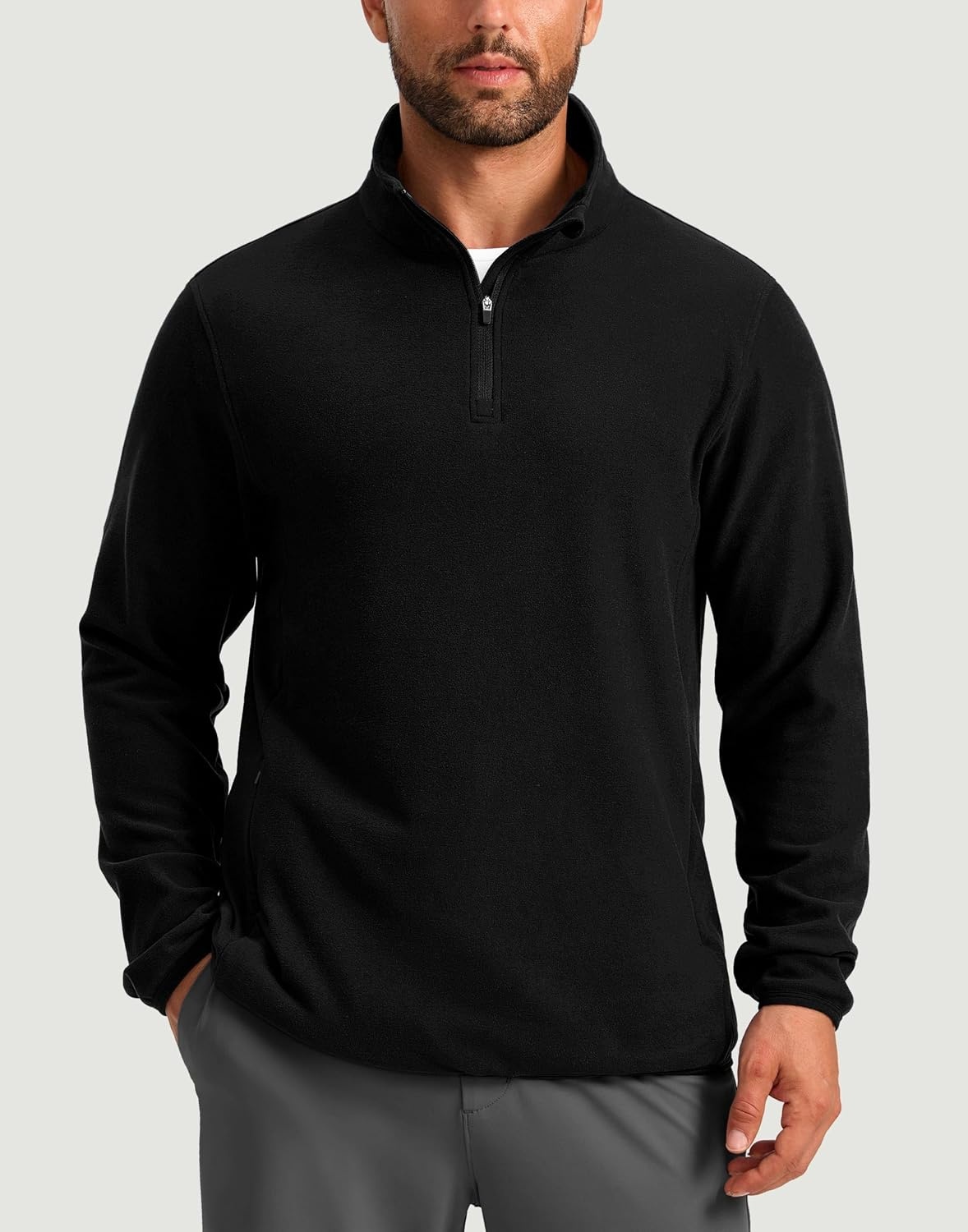 image:imageG Gradual Mens Quarter Zip Pullover Fleece with Zipper PocketsBlack