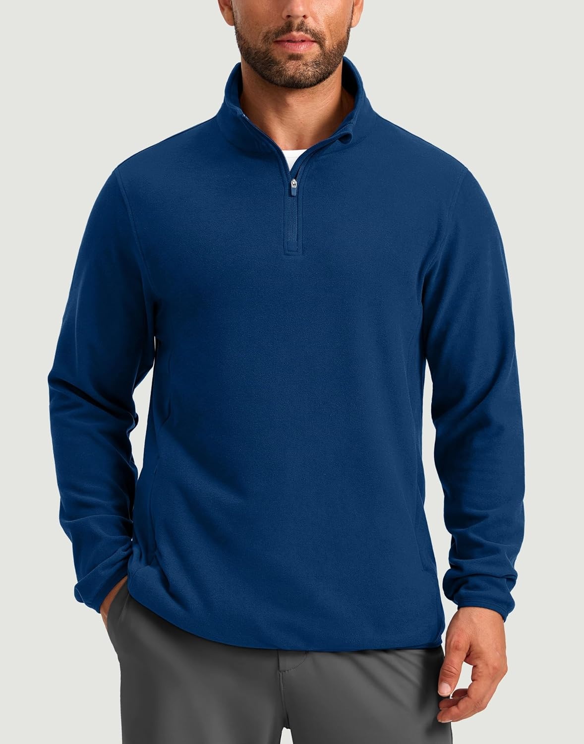 image:imageG Gradual Mens Quarter Zip Pullover Fleece with Zipper PocketsBlue