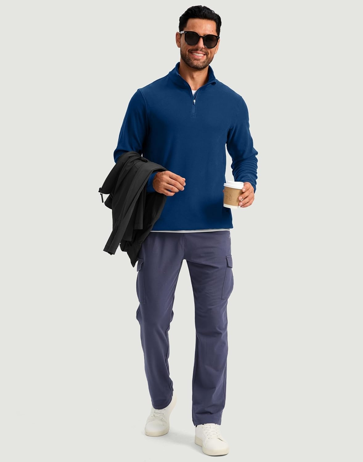 image:imageG Gradual Mens Quarter Zip Pullover Fleece with Zipper PocketsBlue