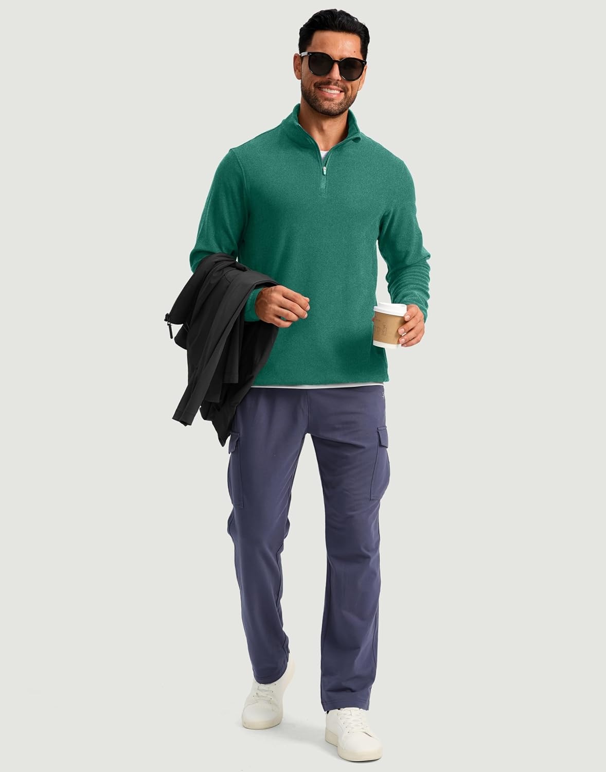 image:imageG Gradual Mens Quarter Zip Pullover Fleece with Zipper PocketsForest Green
