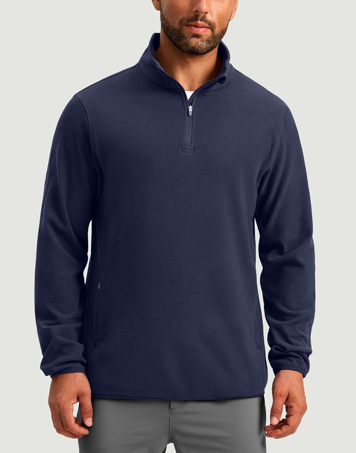 image:imageG Gradual Mens Quarter Zip Pullover Fleece with Zipper PocketsNavy Blue