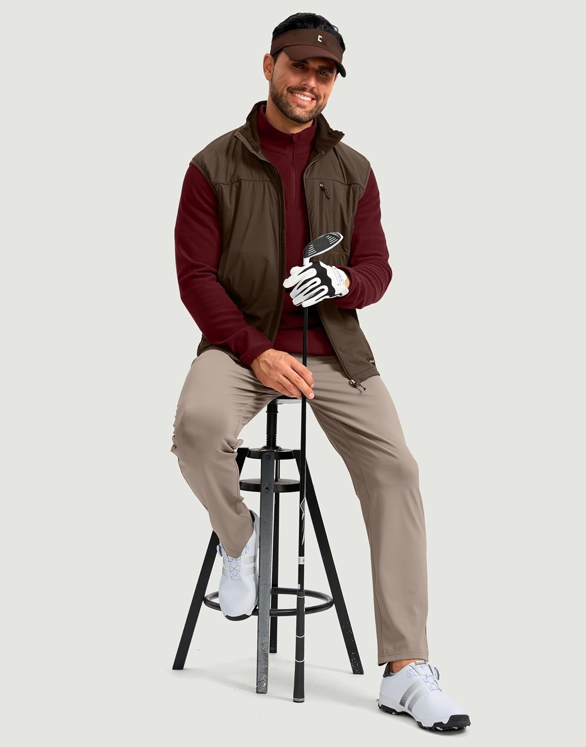 image:imageG Gradual Mens Quarter Zip Pullover Fleece with Zipper PocketsWine