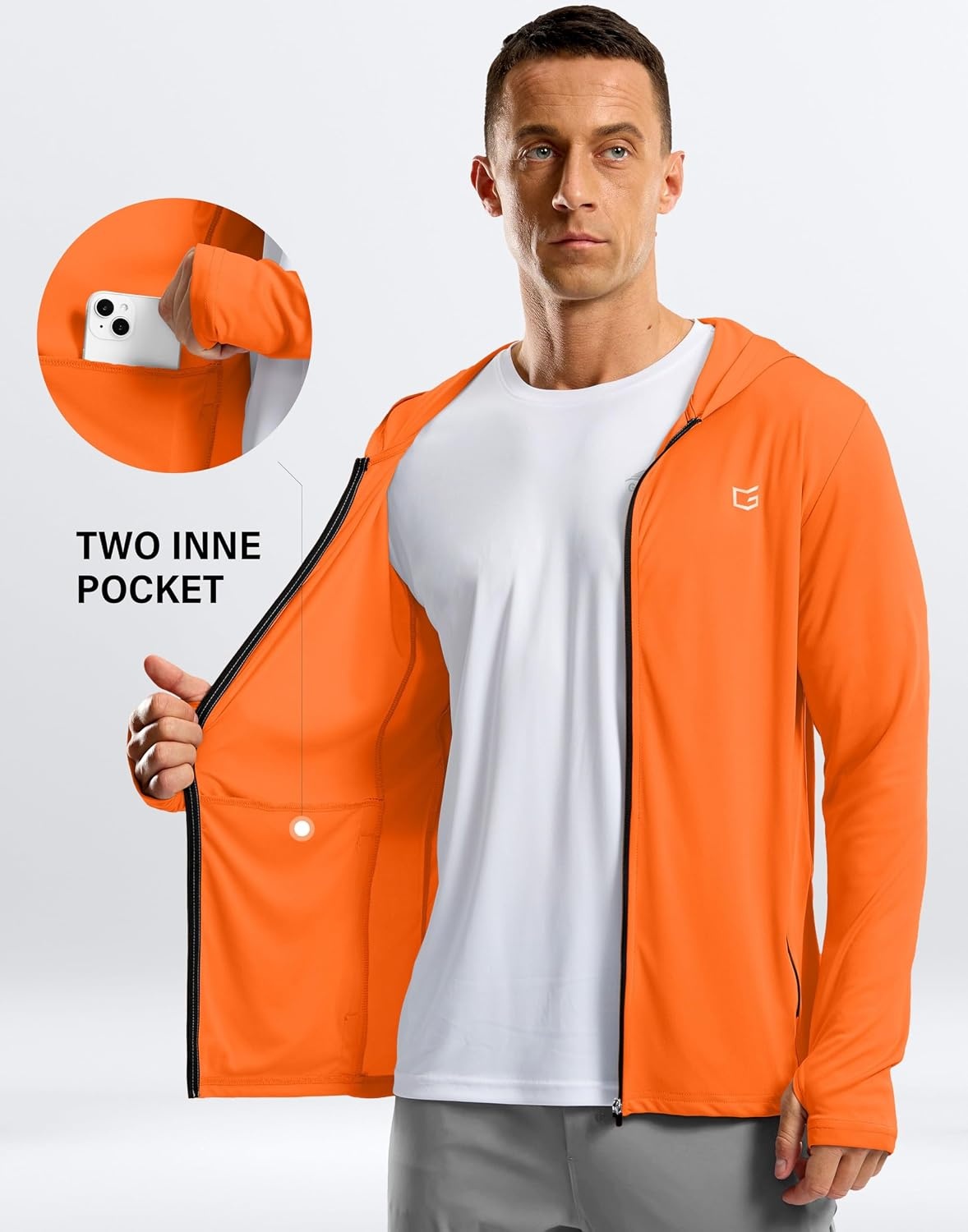image:imageG Gradual Mens UPF50 Sun Hoodie Jacket Zip Up Hooded Hiking Fishing ShirtsOrange
