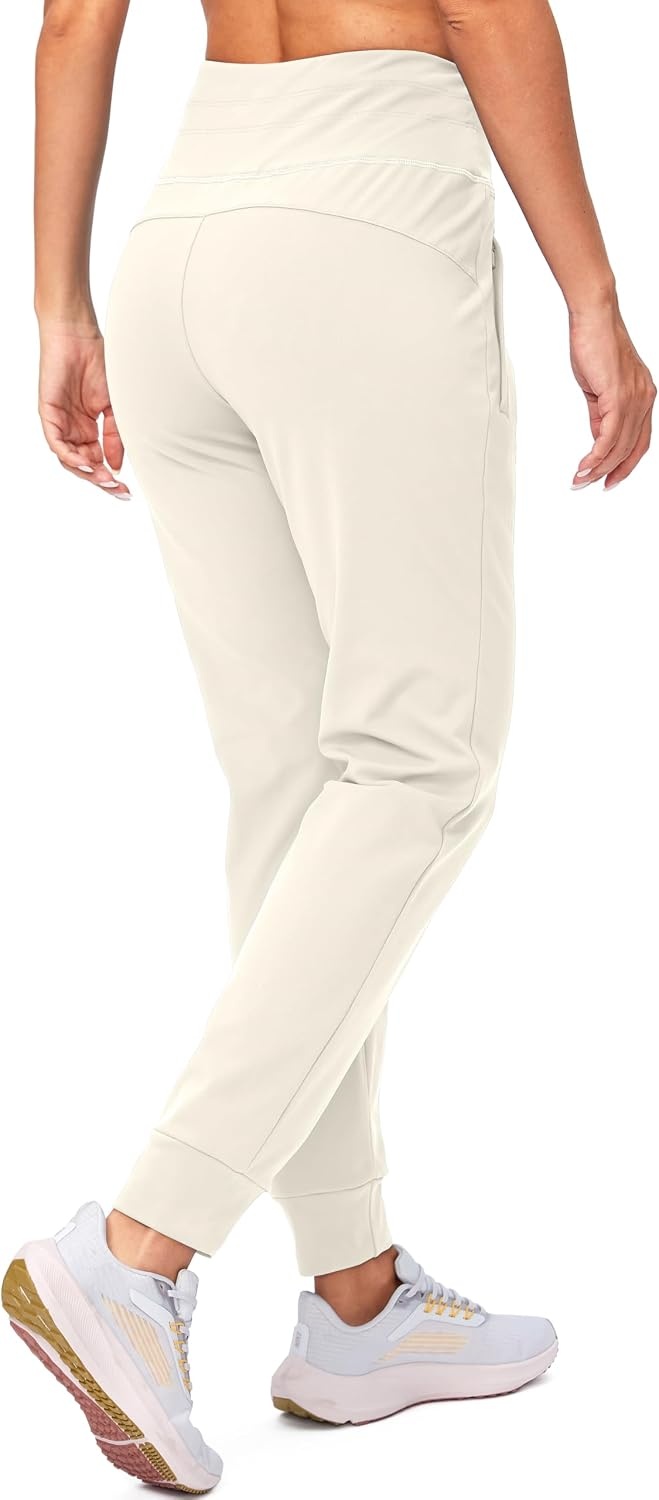 image:imageG Gradual Womens Fleece Lined Joggers High Waisted Water Resistant Thermal Winter Sweatpants Running Hiking PocketsBeige