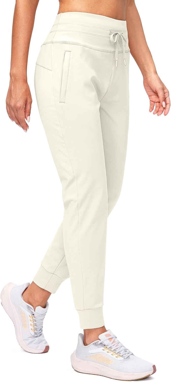 image:imageG Gradual Womens Fleece Lined Joggers High Waisted Water Resistant Thermal Winter Sweatpants Running Hiking PocketsBeige