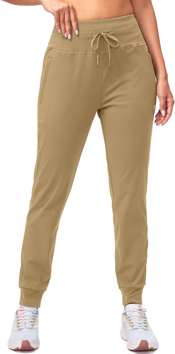 image:imageG Gradual Womens Fleece Lined Joggers High Waisted Water Resistant Thermal Winter Sweatpants Running Hiking PocketsDark Khaki