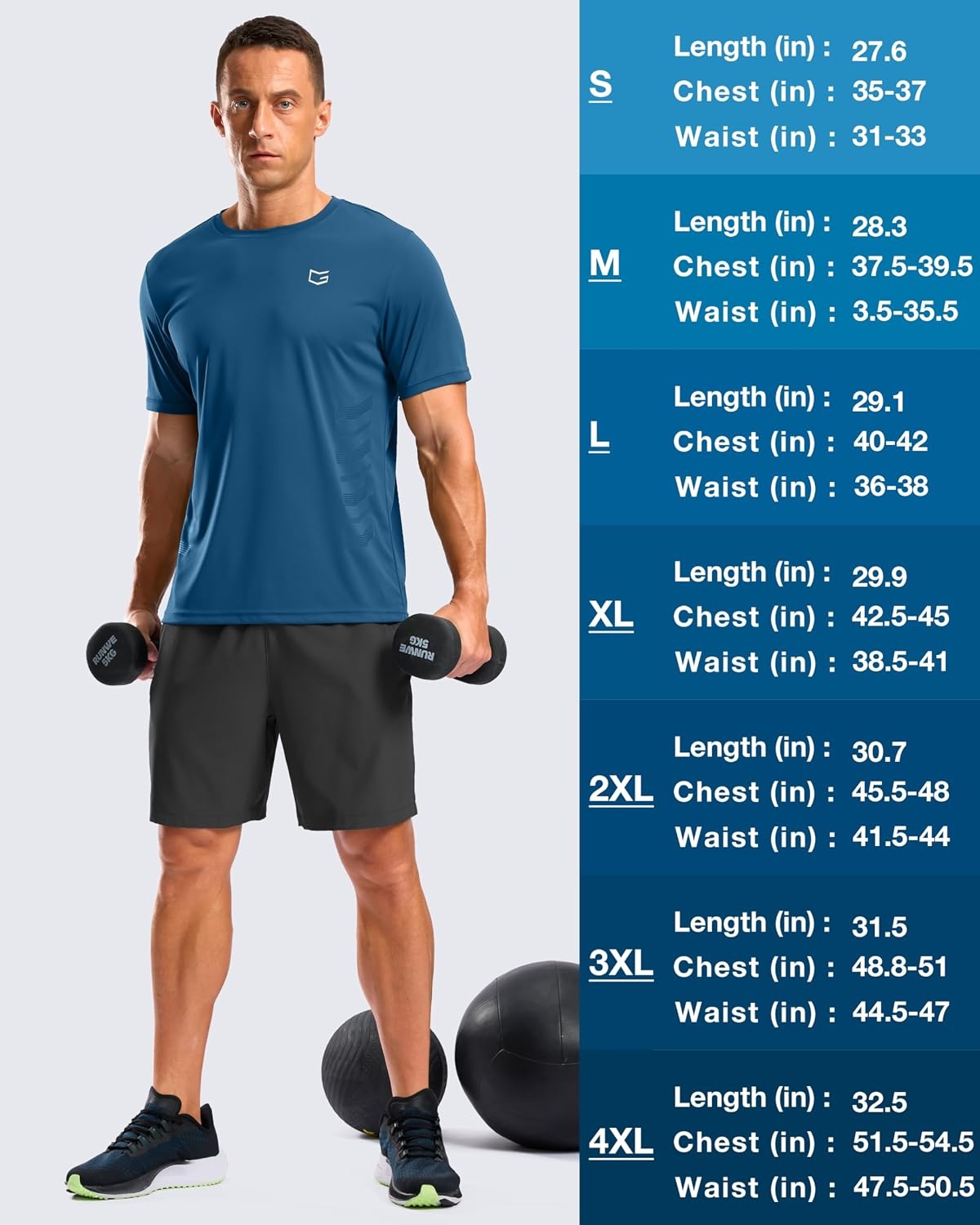 image:imageG Gradual Workout Shirts for Men Quick Dry Athletic Gym Running TShirtDark Grey Blue